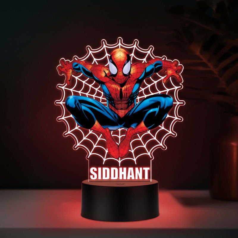 Personalized SpiderMan369 UV Print 7-Color 3D Illusion Night Light – Custom Name Lamp Marvel Superhero Gift for Boys